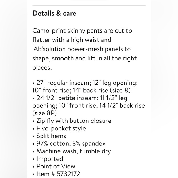 Wit and Wisdom army print pants. Size 16 never been warn! - Picture 3 of 3